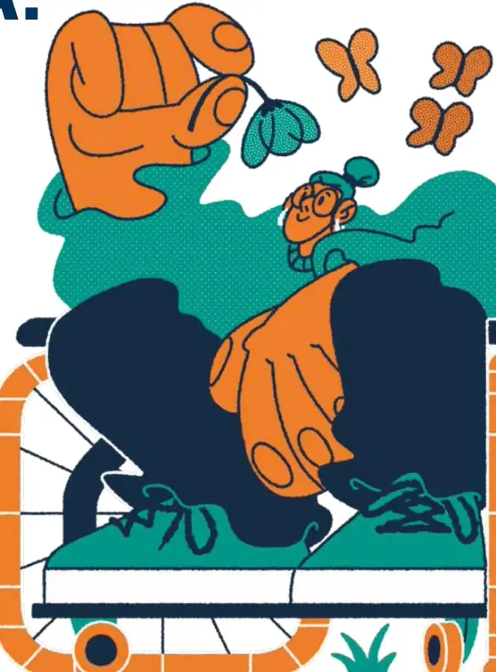 Ilustración del Punto Violeta accesible de Málaga Inclusiva