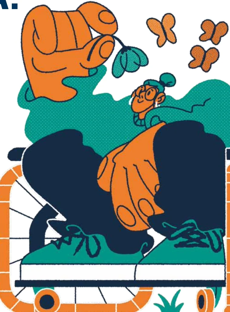 Ilustración de acompañamiento y espacio seguro del Punto Violeta de Málaga Inclusiva